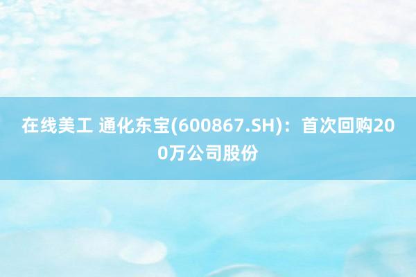 在线美工 通化东宝(600867.SH)：首次回购200万公司股份